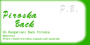 piroska back business card